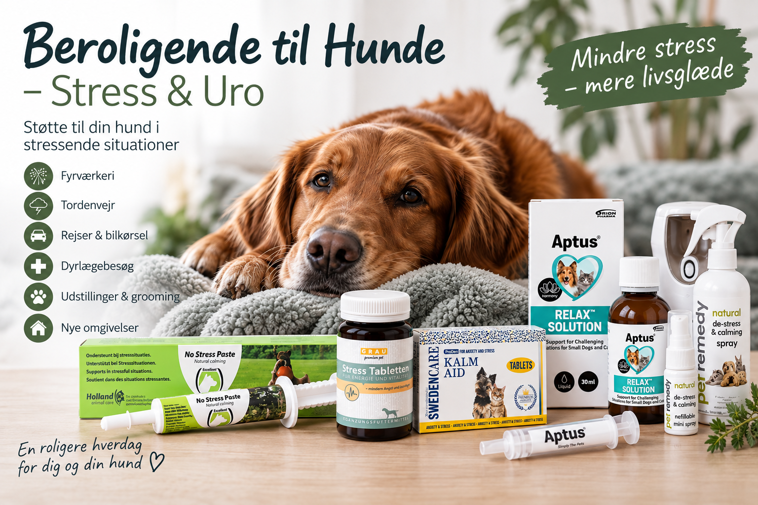 Beroligende til Hunde – Stress & Uro